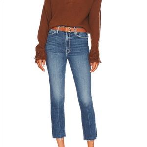 MOTHER The Mid Rise Dazzler Ankle Fray medium wash Size 25